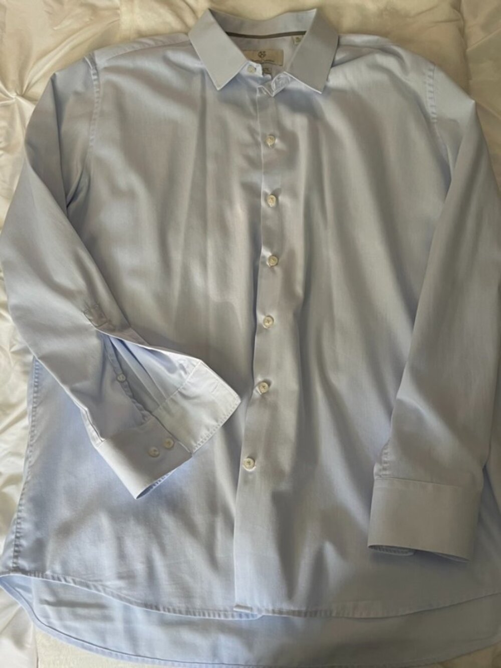 Christian Lacroix Light Blue Spread Collar Contemporary Fit Cotton Dress Shirt